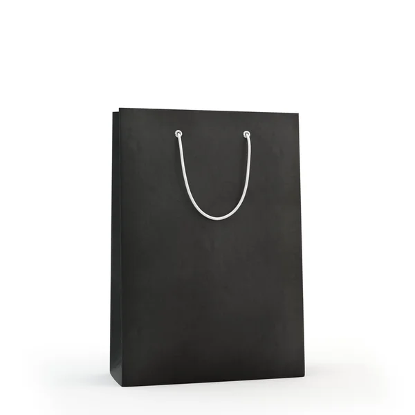 Black paper bag  , isolated — Stock Photo, Image