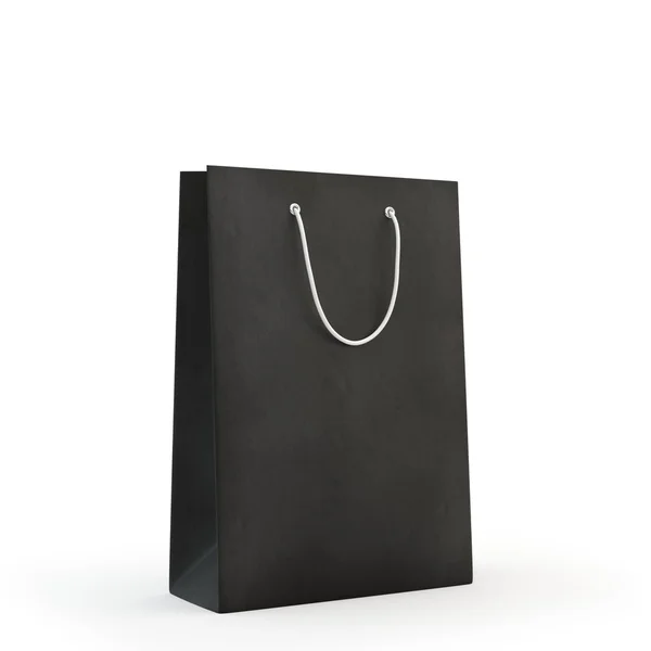 Zwarte papieren zak, geïsoleerd — Stockfoto