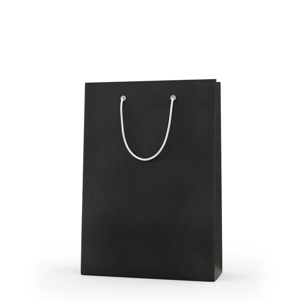 Black paper bag  , isolated — Stock Photo, Image