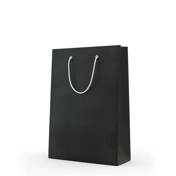 Bolsa de papel negro, aislada — Foto de Stock