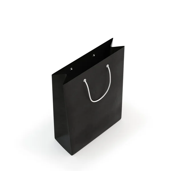 Bolsa de papel negro, aislada — Foto de Stock