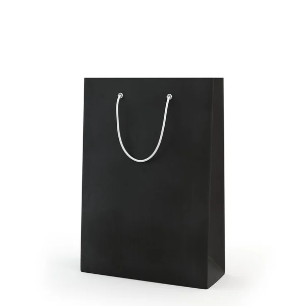 Black paper bag  , isolated — Stock Photo, Image