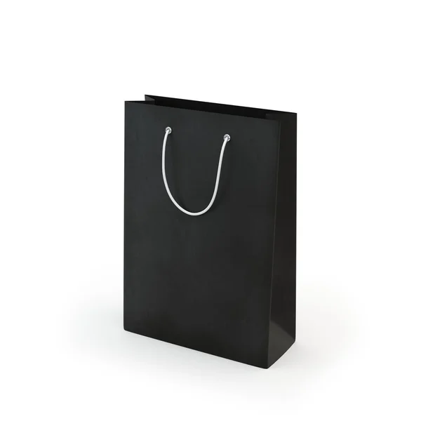 Black paper bag  , isolated — Stock Photo, Image