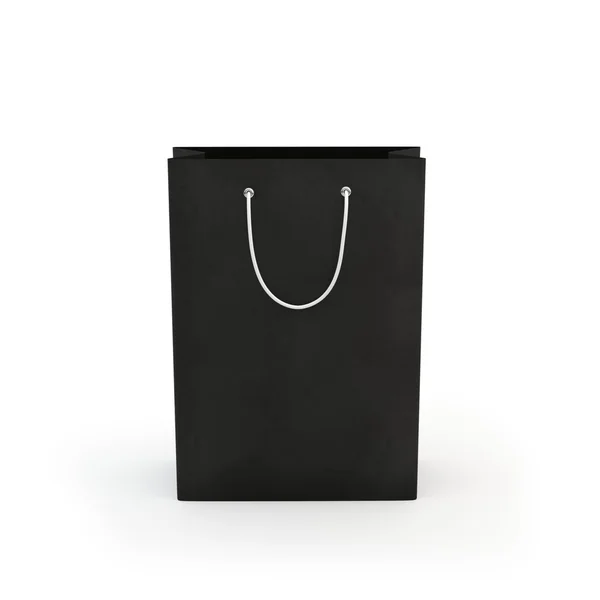 Black paper bag  , isolated — Stock Photo, Image