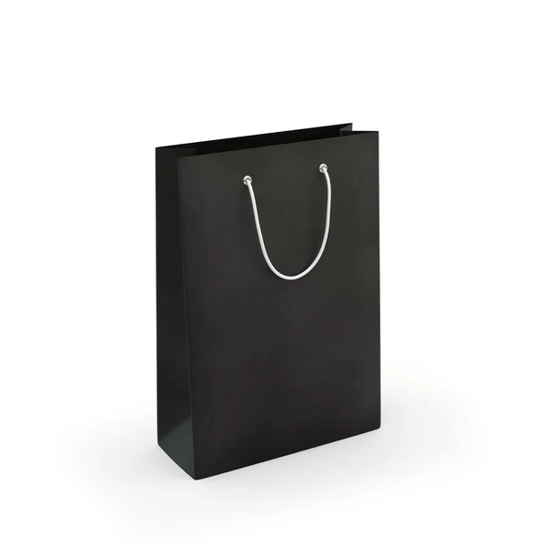 Черный бумажный пакет, изолированный — стоковое фото
