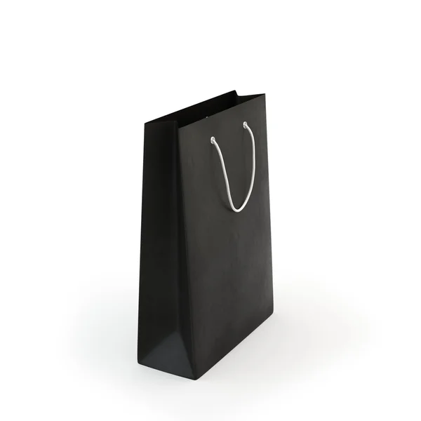 Black paper bag  , isolated — Stock Photo, Image