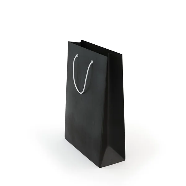 Black paper bag  , isolated — Stock Photo, Image