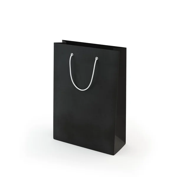 Black paper bag  , isolated — Stock Photo, Image