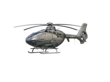 Beyaz arka plan üzerinde askeri helikopter