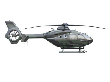 Beyaz arka plan üzerinde askeri helikopter