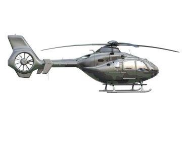 Beyaz arka plan üzerinde askeri helikopter