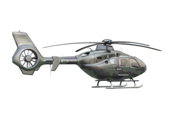 Beyaz arka plan üzerinde askeri helikopter