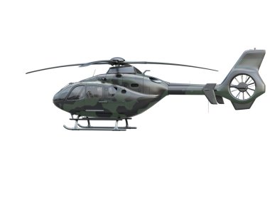 Beyaz arka plan üzerinde askeri helikopter