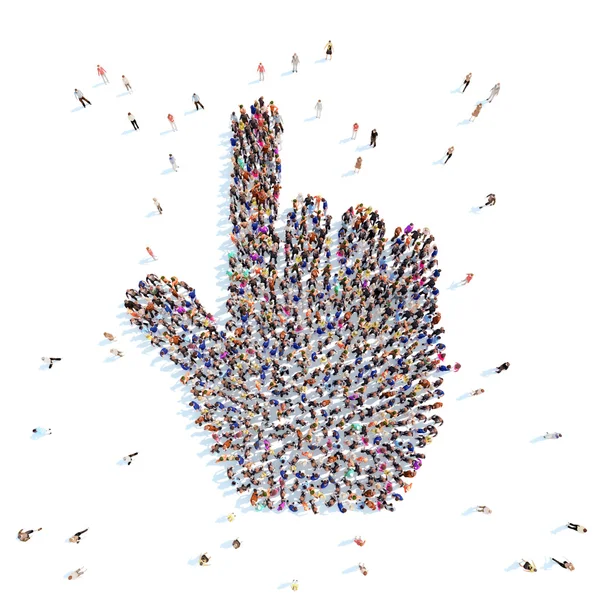 Människor i form av en hand. — Stockfoto