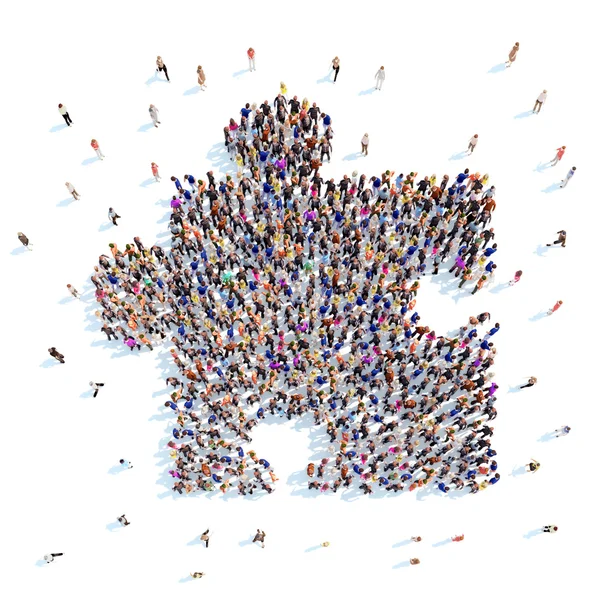 People in the form of a puzzle. — Stock Photo, Image