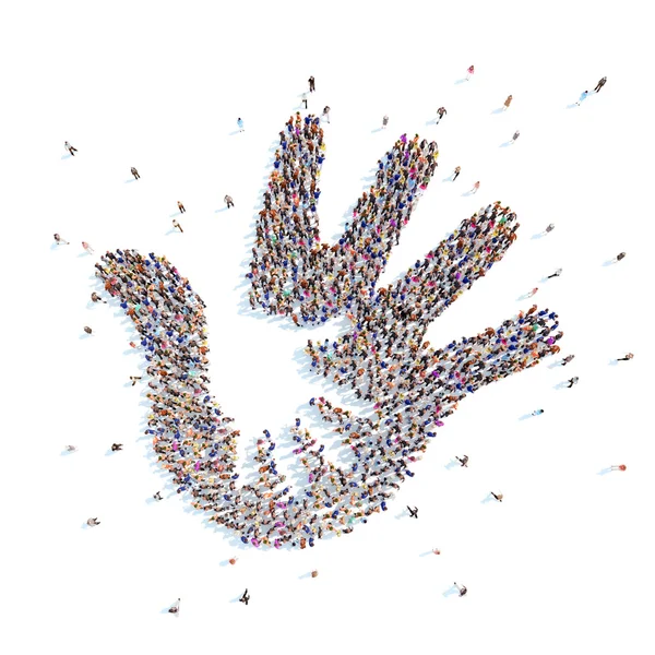 İnsanlar bir el şeklinde.