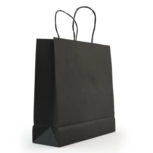 Black paper bag  , isolated — Stock Photo, Image