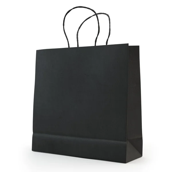 Black paper bag  , isolated — Stock Photo, Image