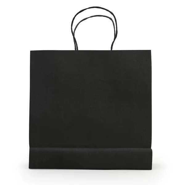 Black paper bag  , isolated — Stock Photo, Image