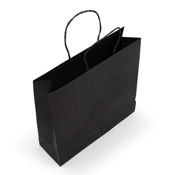 Black paper bag  , isolated — Stock Photo, Image