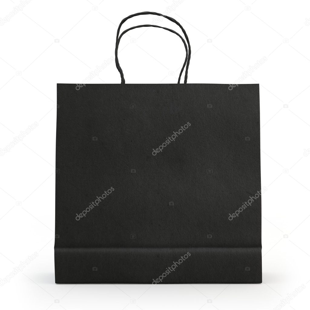 Black paper bag  , isolated