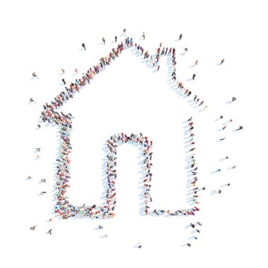 İnsanlar küçük bir ev şeklinde.