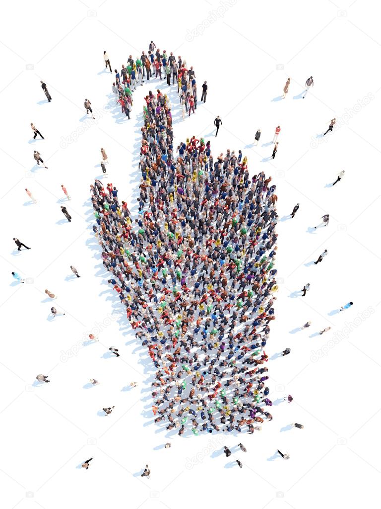 People in the form of a hand.