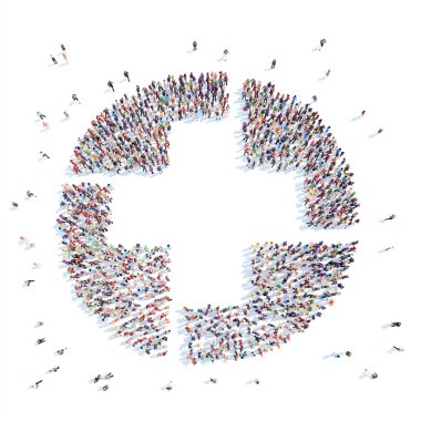 İnsanlar bir soyut sembolü iş şeklinde.