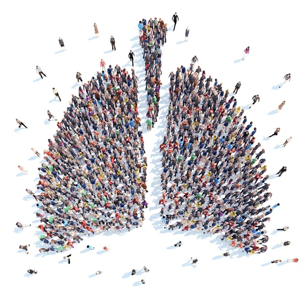 Människor i form av en mänsklig lunga. — Stockfoto