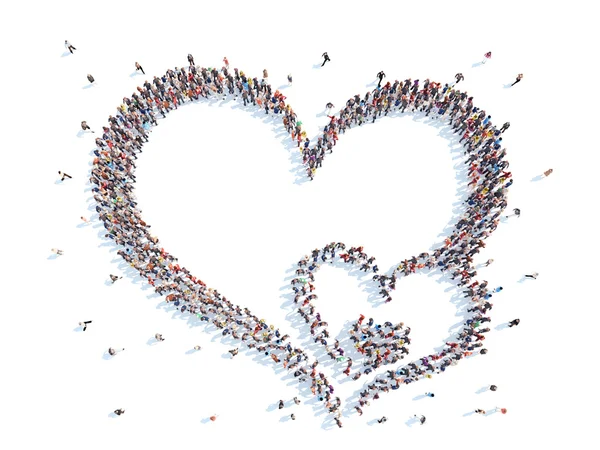 İnsanlar kalpleri şeklinde.