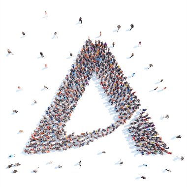 İnsanlar bir soyut sembolü iş şeklinde.