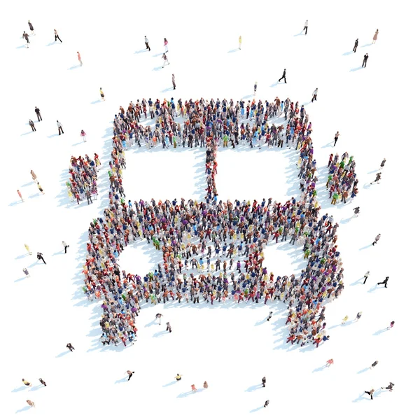 People in the form of a school bus. — Stock Photo, Image