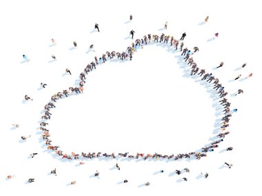 İnsanlar bulutlar şeklinde.