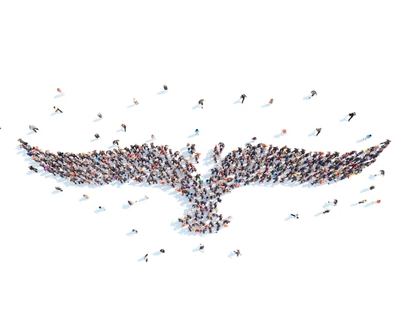 People in the form of a bird. — Stock Photo, Image