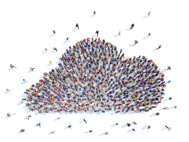 İnsanlar bulutlar şeklinde.