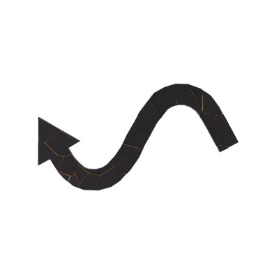 Siyah kırık ok işaretçi yansıması ile