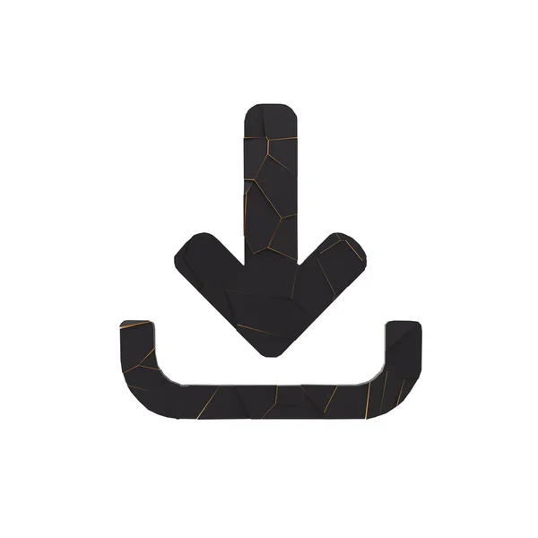 Black broken arrow pointer with reflection — Stock Photo, Image