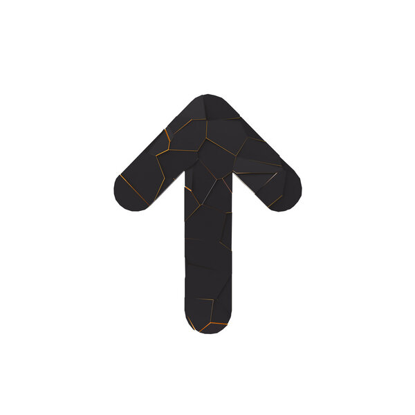 Black broken arrow pointer with reflection