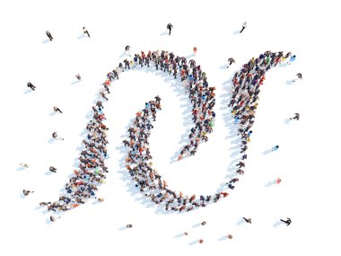 İnsanlar bir soyut sembolü iş şeklinde.