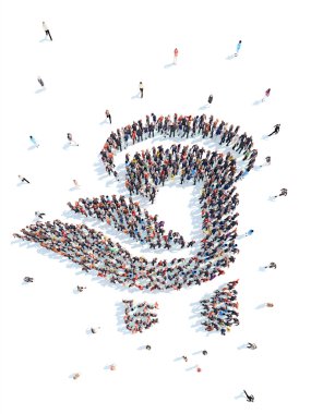 İnsanlar bir soyut sembolü iş şeklinde.