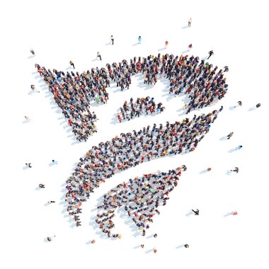 İnsanlar bir soyut sembolü iş şeklinde.