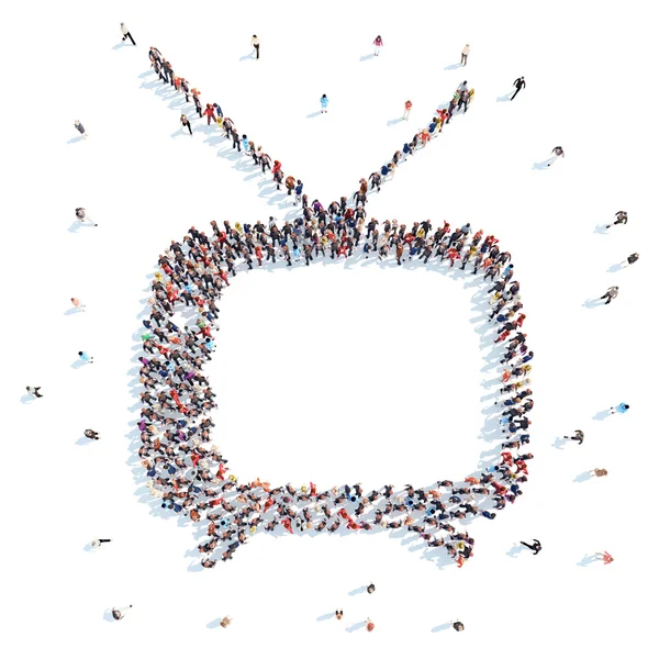 İnsanlar eski bir Tv şeklinde.