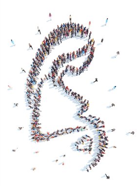 İnsanlar hamile bir kadın şeklinde.