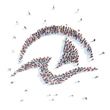 İnsanlar bir soyut sembolü iş şeklinde.