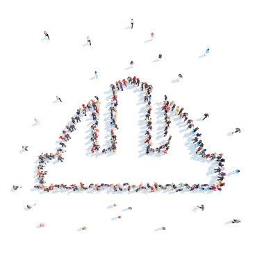 İnsanlar bir soyut sembolü iş şeklinde.