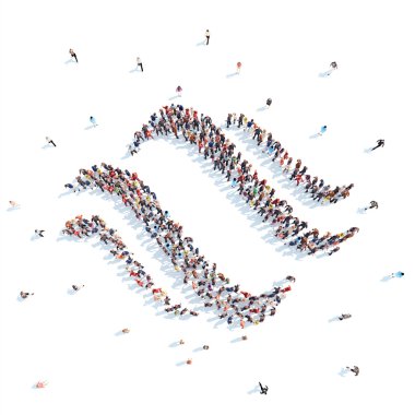 İnsanlar bir soyut sembolü iş şeklinde.