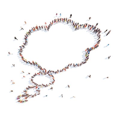 İnsanlar bir sohbet kabarcık şeklinde.