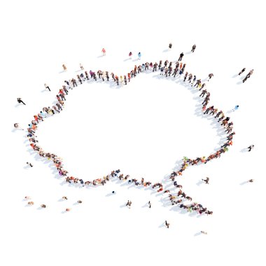 İnsanlar bir sohbet kabarcık şeklinde.