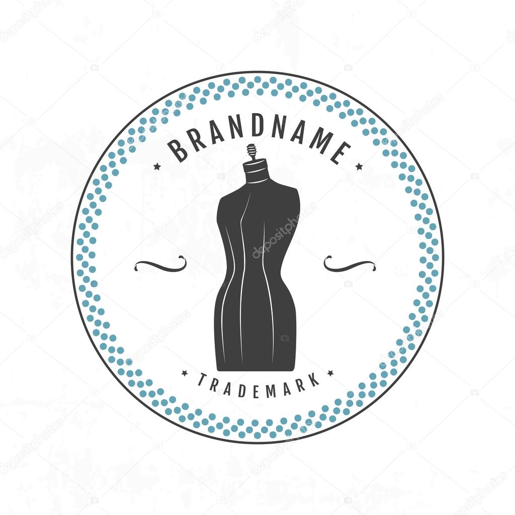 Set  vintage retro mannequin shopping badges and labels