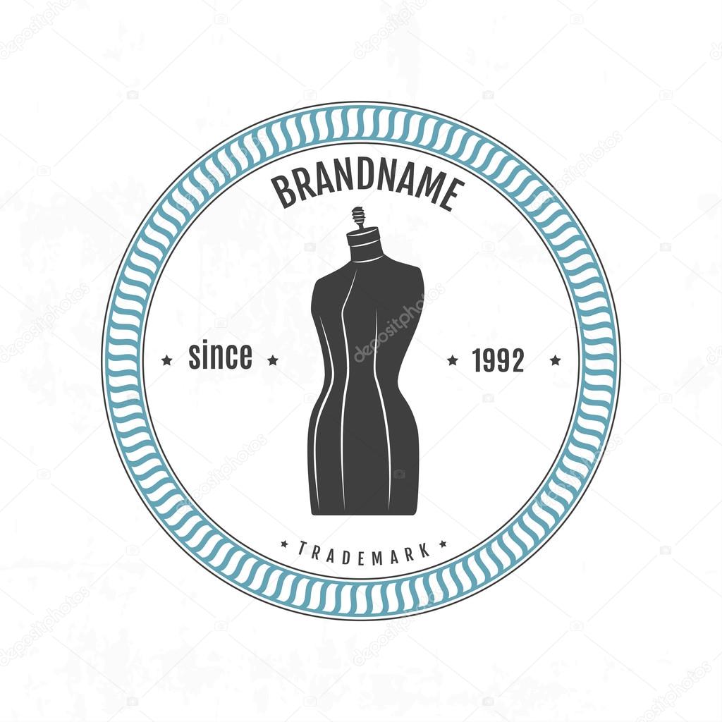 Set  vintage retro mannequin shopping badges and labels